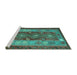 Sideview of Machine Washable Southwestern Turquoise Country Area Rugs, wshtr1324turq