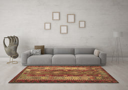 Machine Washable Southwestern Brown Country Rug in a Living Room,, wshtr1324brn
