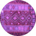 Round Southwestern Purple Country Rug, tr1324pur