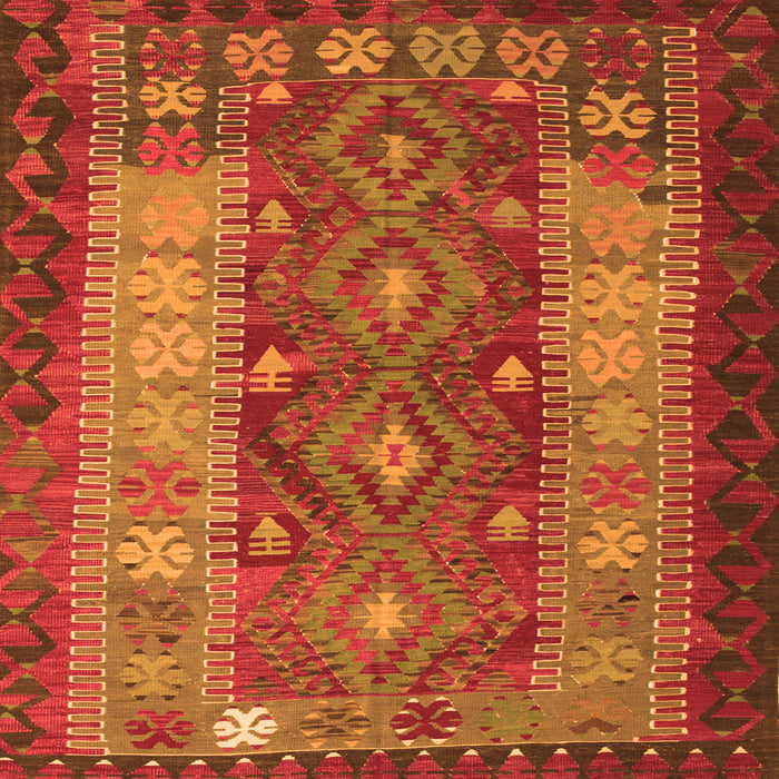 Round Machine Washable Southwestern Orange Country Area Rugs, wshtr1324org