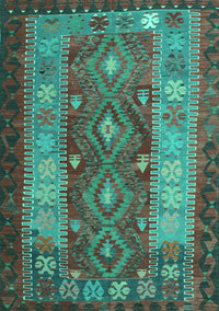 Southwestern Turquoise Country Rug, tr1324turq