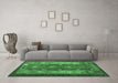 Machine Washable Southwestern Emerald Green Country Area Rugs in a Living Room,, wshtr1324emgrn