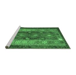 Sideview of Machine Washable Southwestern Emerald Green Country Area Rugs, wshtr1324emgrn
