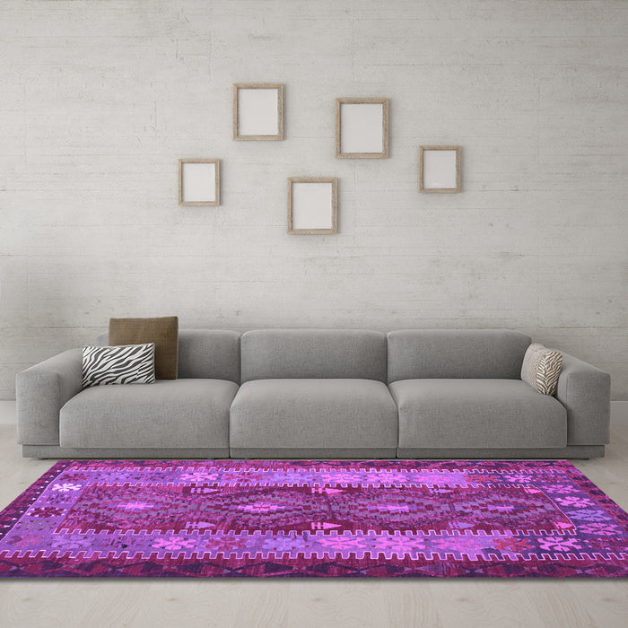 Machine Washable Southwestern Purple Country Area Rugs in a Living Room, wshtr1324pur