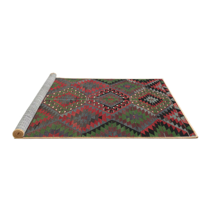 Sideview of Machine Washable Traditional Brown Red Rug, wshtr1325