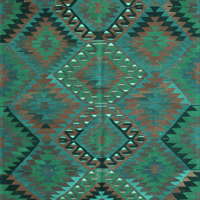 Machine Washable Southwestern Turquoise Country Area Rugs, wshtr1325turq