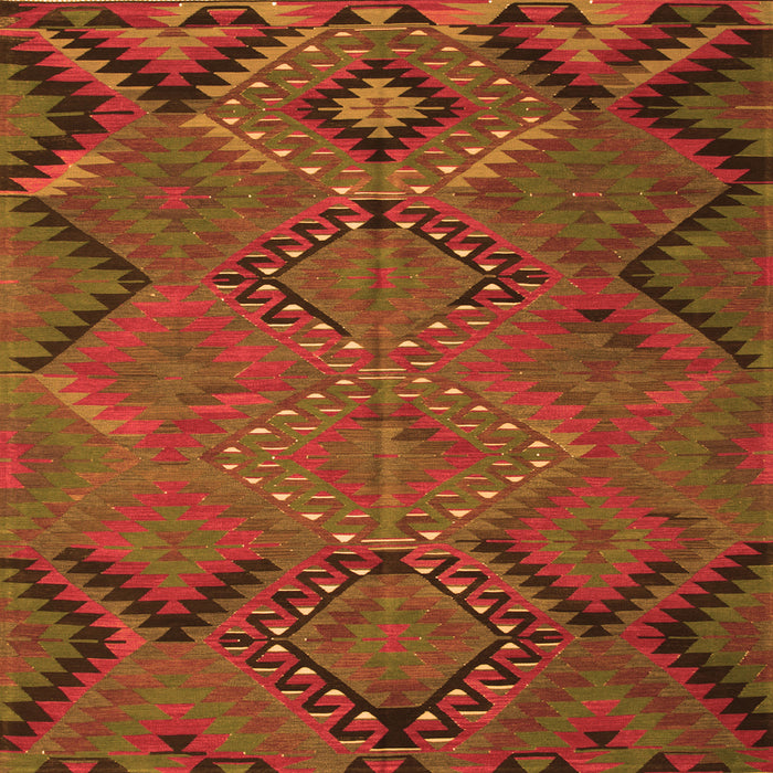 Round Machine Washable Southwestern Orange Country Area Rugs, wshtr1325org