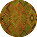 Round Southwestern Yellow Country Rug, tr1325yw