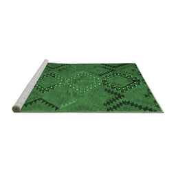 Sideview of Machine Washable Southwestern Emerald Green Country Area Rugs, wshtr1325emgrn