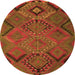 Machine Washable Southwestern Orange Country Area Rugs, wshtr1325org