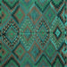 Square Machine Washable Southwestern Turquoise Country Area Rugs, wshtr1325turq