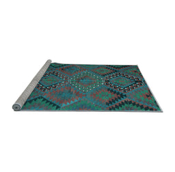 Sideview of Machine Washable Southwestern Light Blue Country Rug, wshtr1325lblu