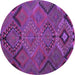 Round Machine Washable Southwestern Purple Country Area Rugs, wshtr1325pur