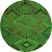 Machine Washable Southwestern Green Country Area Rugs, wshtr1325grn