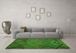 Machine Washable Southwestern Green Country Area Rugs in a Living Room,, wshtr1325grn