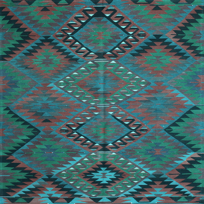 Square Southwestern Light Blue Country Rug, tr1325lblu