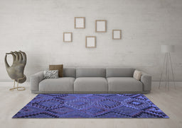 Machine Washable Southwestern Blue Country Rug in a Living Room, wshtr1325blu