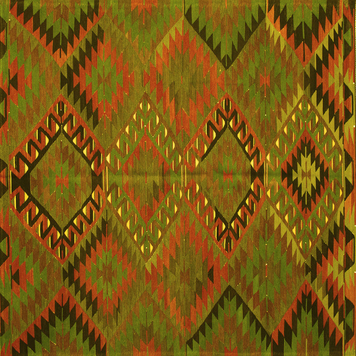 Square Machine Washable Southwestern Yellow Country Rug, wshtr1325yw