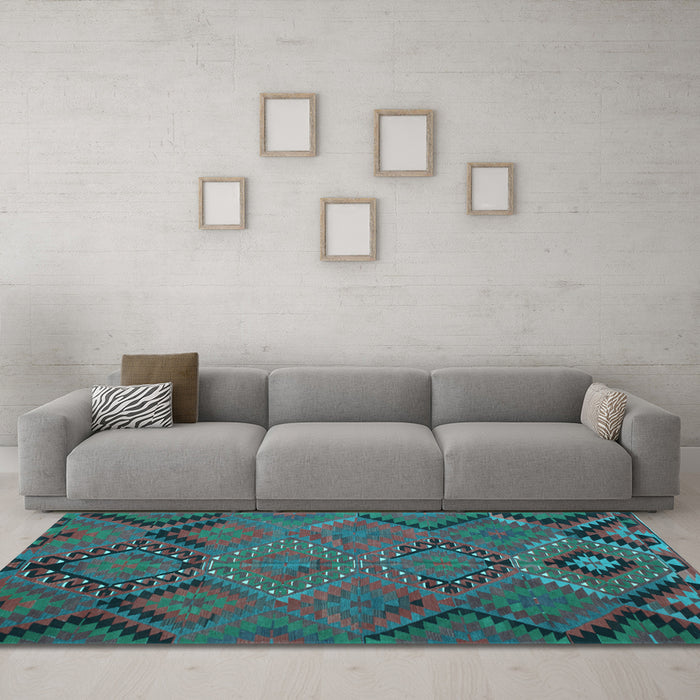 Machine Washable Southwestern Light Blue Country Rug in a Living Room, wshtr1325lblu
