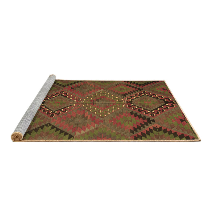 Sideview of Machine Washable Southwestern Brown Country Rug, wshtr1325brn