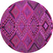 Round Southwestern Pink Country Rug, tr1325pnk