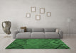 Machine Washable Southwestern Emerald Green Country Area Rugs in a Living Room,, wshtr1325emgrn