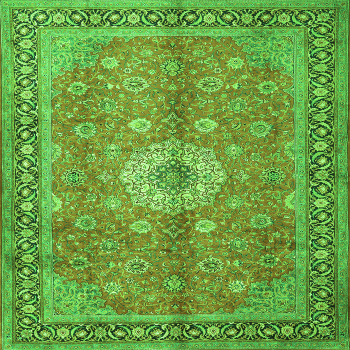 Round Machine Washable Persian Green Traditional Area Rugs, wshtr1326grn