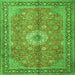 Round Machine Washable Persian Green Traditional Area Rugs, wshtr1326grn