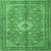 Square Machine Washable Persian Emerald Green Traditional Area Rugs, wshtr1326emgrn