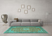 Machine Washable Persian Turquoise Traditional Area Rugs in a Living Room,, wshtr1326turq