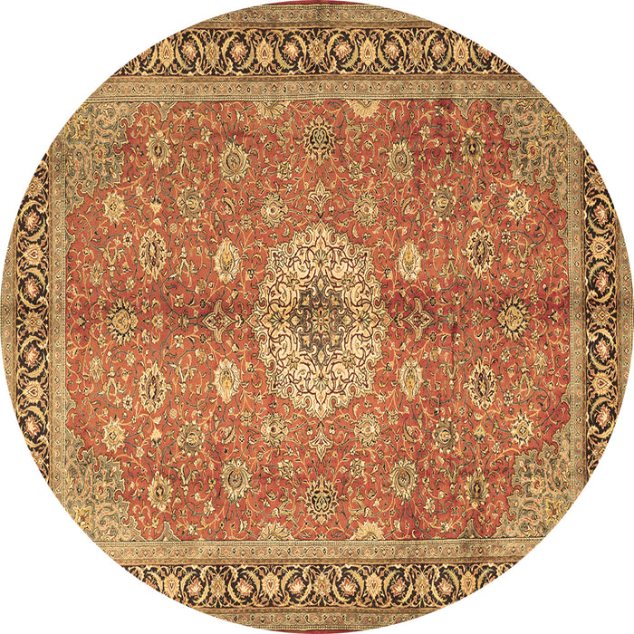 Round Persian Brown Traditional Rug, tr1326brn