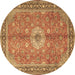 Round Persian Brown Traditional Rug, tr1326brn