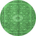 Round Machine Washable Persian Emerald Green Traditional Area Rugs, wshtr1326emgrn