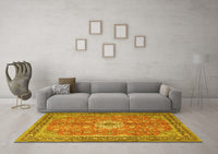 Machine Washable Persian Yellow Traditional Rug, wshtr1326yw