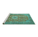 Sideview of Machine Washable Persian Turquoise Traditional Area Rugs, wshtr1326turq