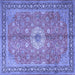 Square Machine Washable Persian Blue Traditional Rug, wshtr1326blu