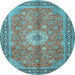 Round Machine Washable Persian Light Blue Traditional Rug, wshtr1326lblu