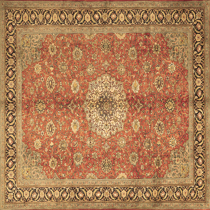 Square Persian Brown Traditional Rug, tr1326brn