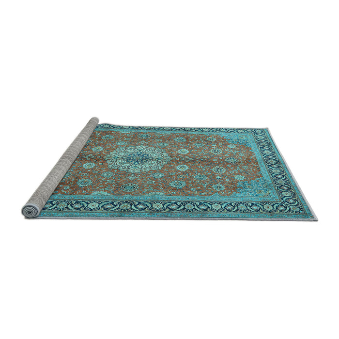 Sideview of Machine Washable Persian Light Blue Traditional Rug, wshtr1326lblu