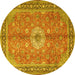 Round Persian Yellow Traditional Rug, tr1326yw