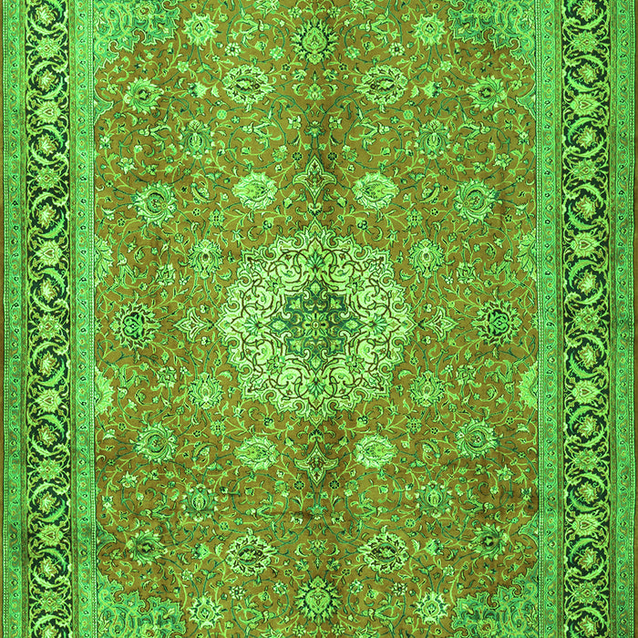 Serging Thickness of Machine Washable Persian Green Traditional Area Rugs, wshtr1326grn