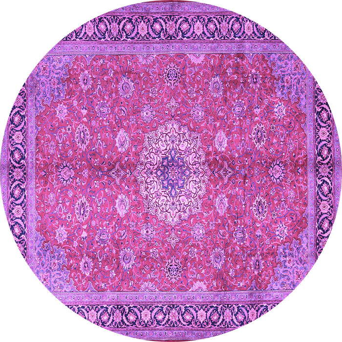 Round Machine Washable Persian Purple Traditional Area Rugs, wshtr1326pur