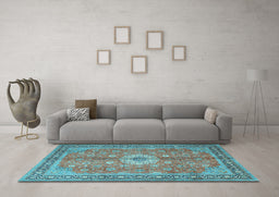 Machine Washable Persian Light Blue Traditional Rug in a Living Room, wshtr1326lblu