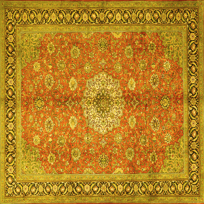Square Machine Washable Persian Yellow Traditional Rug, wshtr1326yw
