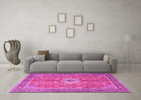 Machine Washable Persian Pink Traditional Rug, wshtr1326pnk