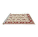 Sideview of Machine Washable Traditional Deep Peach Orange Rug, wshtr1327