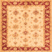 Round Machine Washable Persian Orange Traditional Area Rugs, wshtr1327org