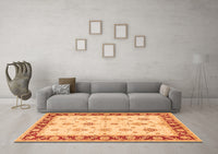 Machine Washable Persian Orange Traditional Rug, wshtr1327org