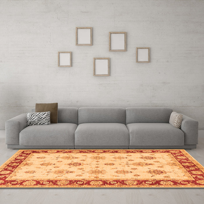 Machine Washable Persian Orange Traditional Area Rugs in a Living Room, wshtr1327org