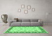 Machine Washable Persian Emerald Green Traditional Area Rugs in a Living Room,, wshtr1327emgrn